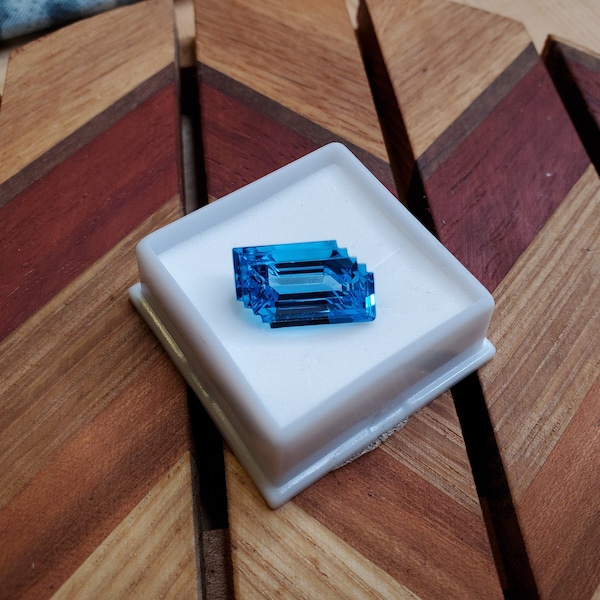 Swiss Blue Topaz | JTV Loose Gemstone | Fancy Cut Step 18x11mm | Approx 15.62 CT