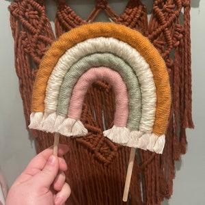 Boho Rainbow Macrame Cake Topper - Boho Colors