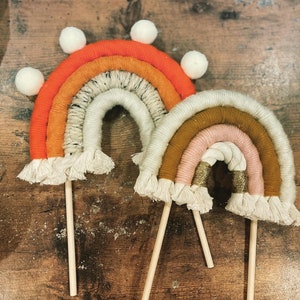 Boho Rainbow Macrame Cake Topper