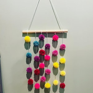 Boho Decor || Color Pom Wall Hanger