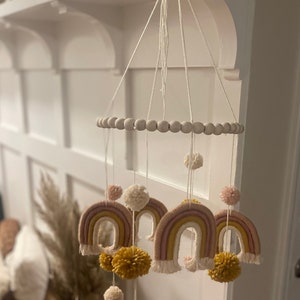 Boho Rainbow Macrame Nursery Mobile