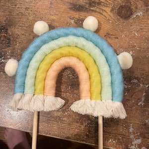 Boho Rainbow Macrame Cake Topper