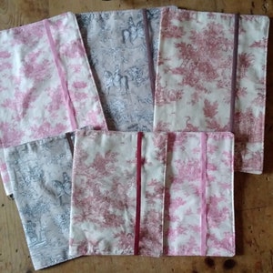 Funda de tela para cuaderno, formato A4, cuaderno 21 x 29,7 - cuaderno escolar 17x22 - toile de jouy