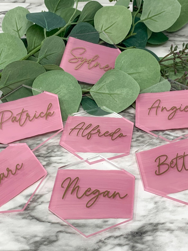 Acrylic Place Cards Modern Wedding Place Cards Hexagon Etsy