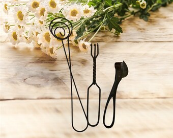 Vintage Farmhouse Kitchen Utensil Set: Egg Lifter, Meat Fork, Can Opener