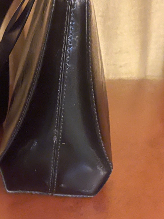 Vintage black leather satchal bag by Francesco Bi… - image 10