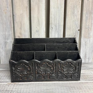 vintage Lerner faux wood desk caddy/ mail sorter
