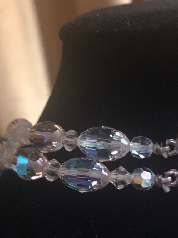 vintage mid century iridescent crystal bead adjus… - image 5