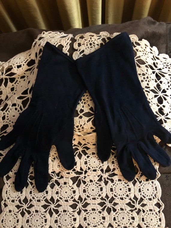 Vintage navy blue womens dress gloves from the 40… - image 1