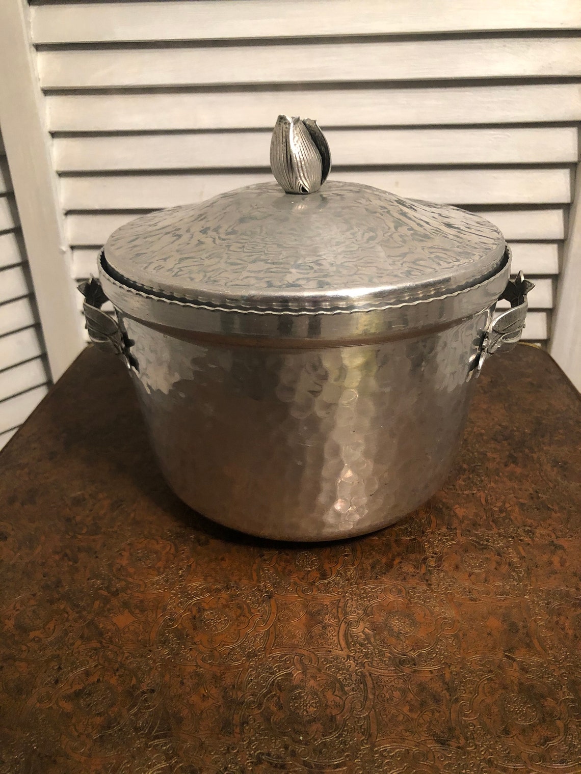 Vintage hammered aluminum decorative ice bucket / mid century Etsy