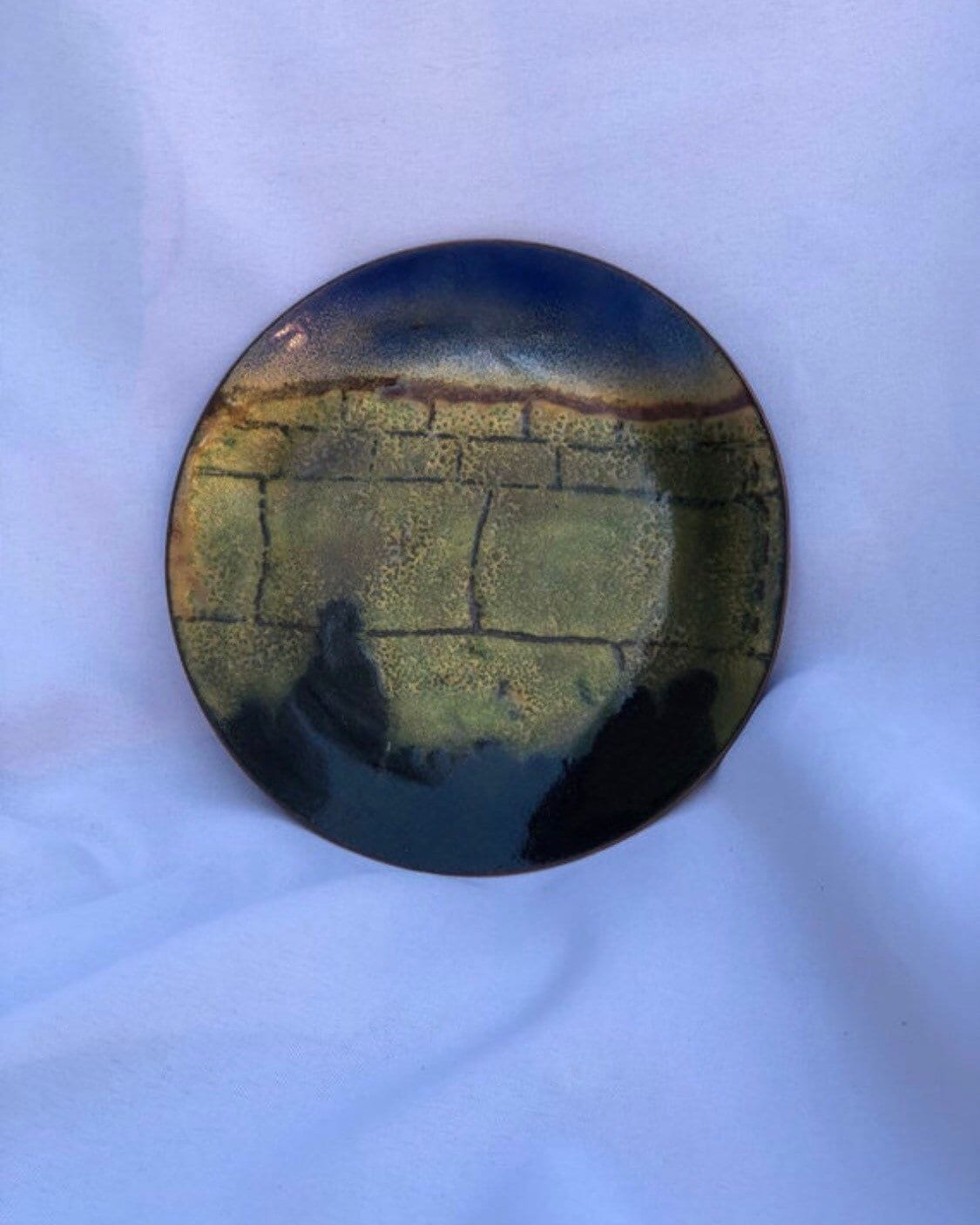 Israeli hand painted bronze art display plate / home wall Etsy