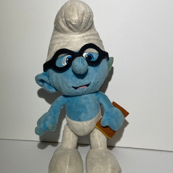 Vintage Plush Smurf Character Brainy Smurf by Jakks / collectible Smurf items