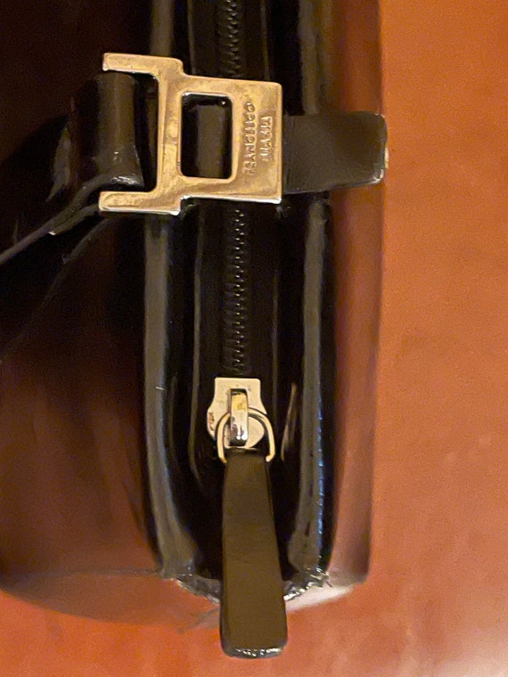 Vintage black leather satchal bag by Francesco Bi… - image 5