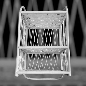 Vintage Wicker Rattan Wall Shelf with Towel Rack