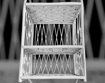 Vintage Wicker Rattan Wall Shelf with Towel Rack