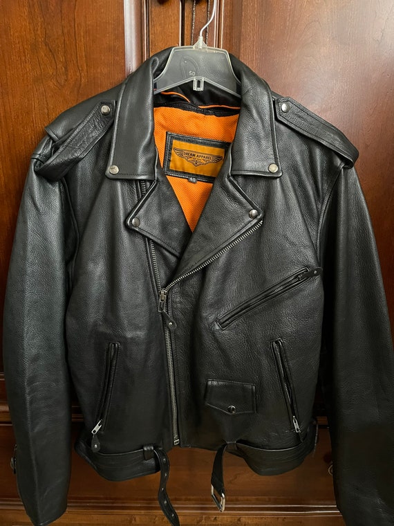 Mens Leather riding Motorcycle Jacket Like NEW sz 