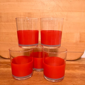 Vintage red trim juice glasses set of 5