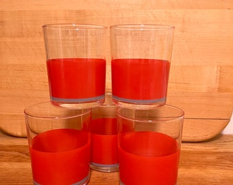 Vintage red trim juice glasses set of 5