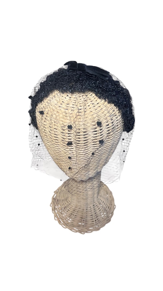 Vintage black birdcage veil headpiece