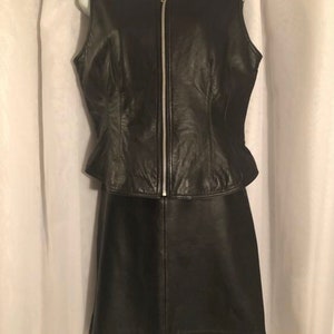Vintage Leather Vest and Skirt by Morgan Taylor Studios/Ladies leather clothing/leather vest/leather skirts/motorcycle wear