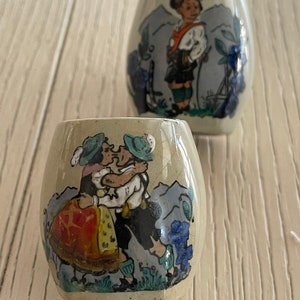 Vintage Hand-Painted German Stein Shot Glasses - Set of 2