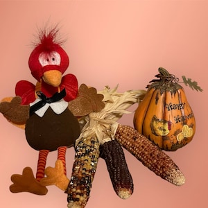 Vintage resin harvest pumpkin and stuffed Turkey  from Hallmark