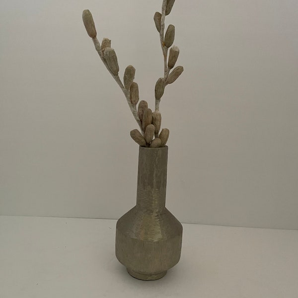 Vintage Aluminum etched mid century vase