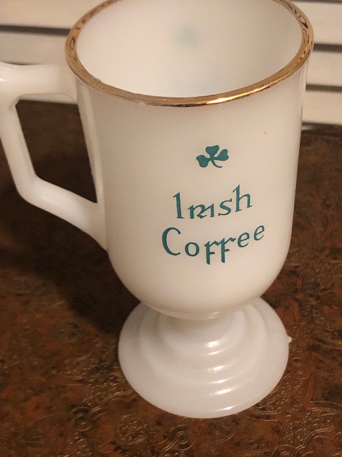 Vintage Gold Rimmed Irish Coffee Milk Glass Mug/ Collectible Etsy