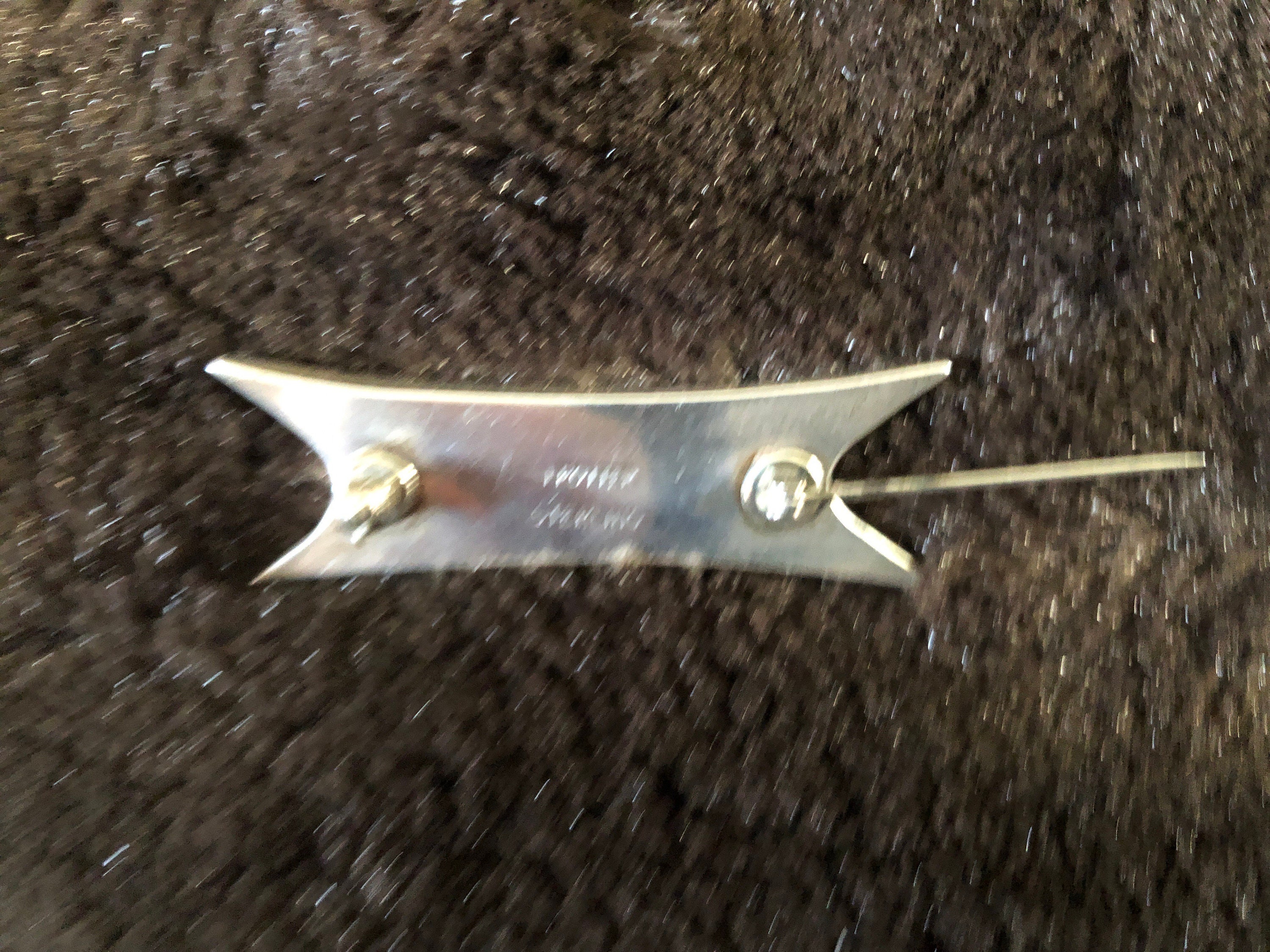 Vintage Abstract Sterling Silver Pin With Wood Grain and Vintage Abstract Sterling Silver Pin With Wood Grain and