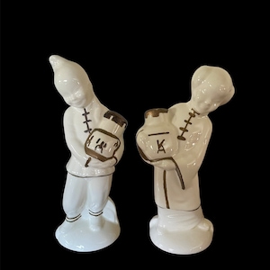 Vintage Ceramic pair of Oriental figurines marked by Rosalind