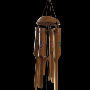 Vintage Bamboo Wind Chime: Turtle Motif, Thai Garden Decor