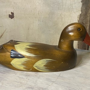 Vintage Hand Painted Wood Duck Decoy: Americana Primitive Decor