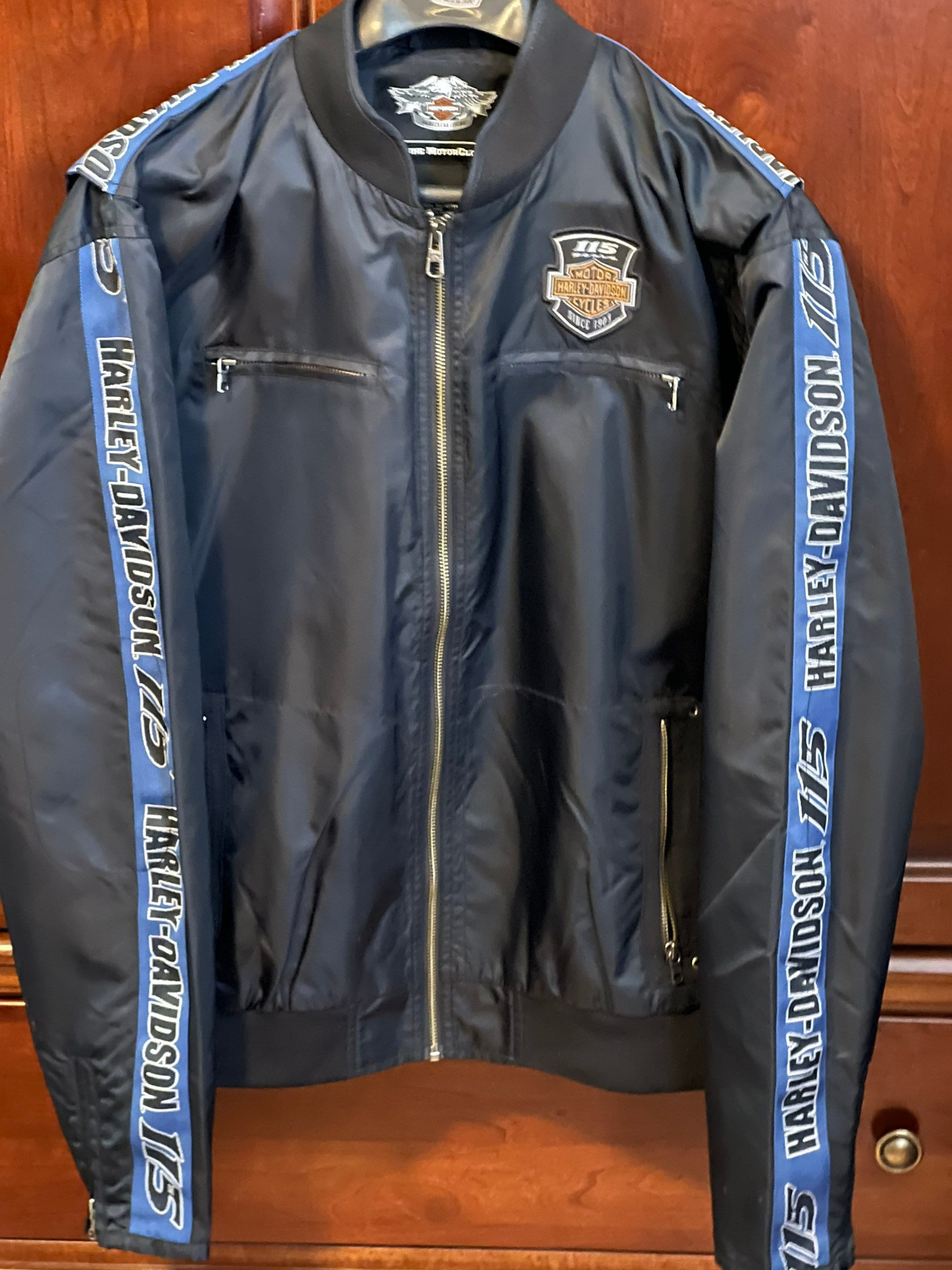 Vintage Harley Davidson 115th Anniversary Embroidered Nylon Wind Breaker bombers Jacket collectible Harley Davidson Gear size L Etsy
