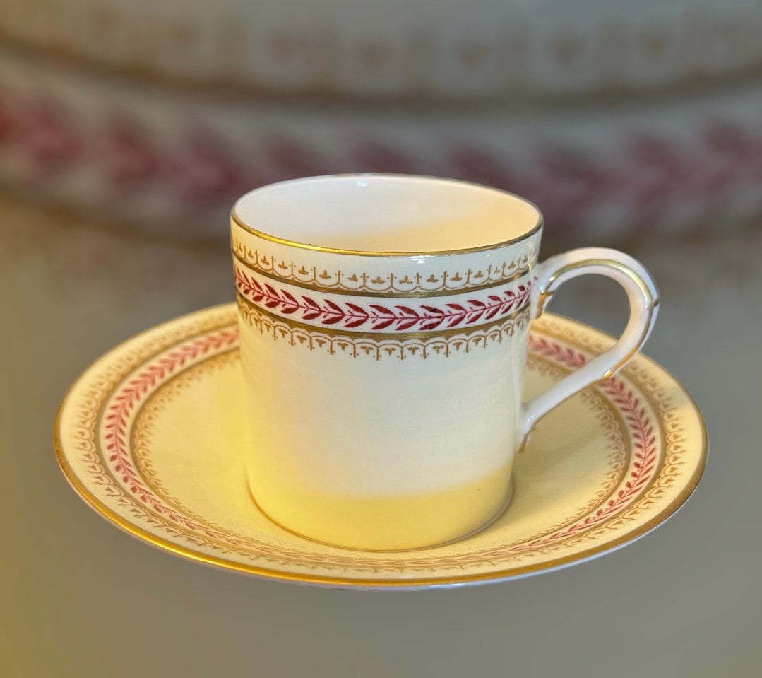 LUKA Ceramic Espresso Cups with Saucers and Metal Stand, Small 4 oz Porcelain