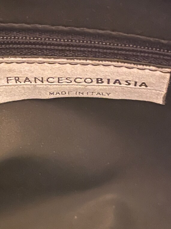 Vintage black leather satchal bag by Francesco Bi… - image 6