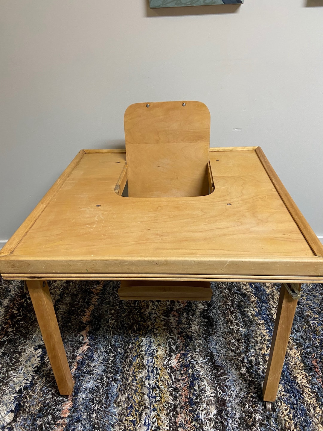 Antique 1940's Wooden Childs Table With Built in Seat - Etsy