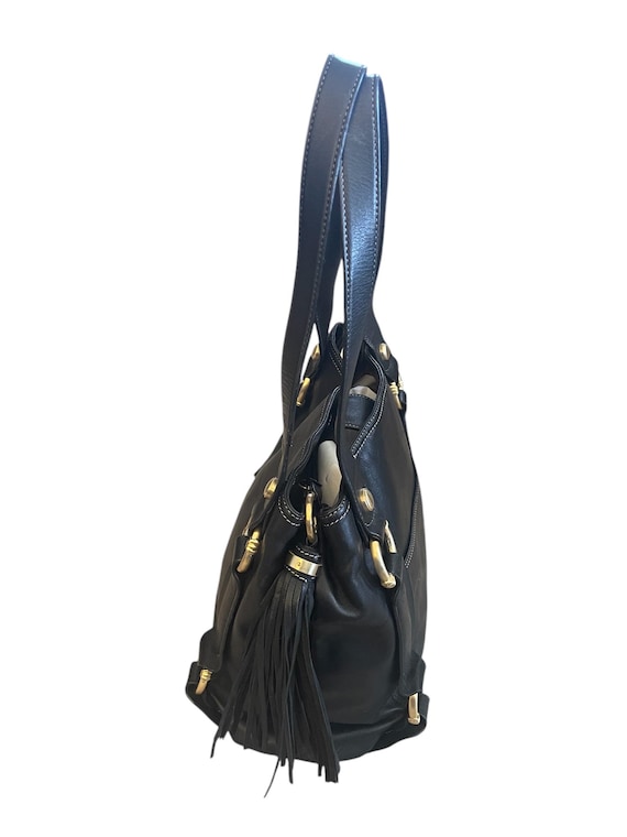 B Makowsky Black Leather Backpack B Makowsky Black Leather Hobo Shoulder Bag w/Tassel Accents  main image 3