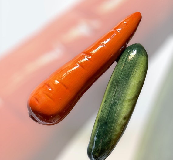 Vintage Ceramic Vegetables Set of 2 / Carrot and Cucumber Etsy