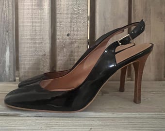 Calvin Klein Reeda Patent Slingback Heels in Black, Size 9 - Slightly Worn, Like New