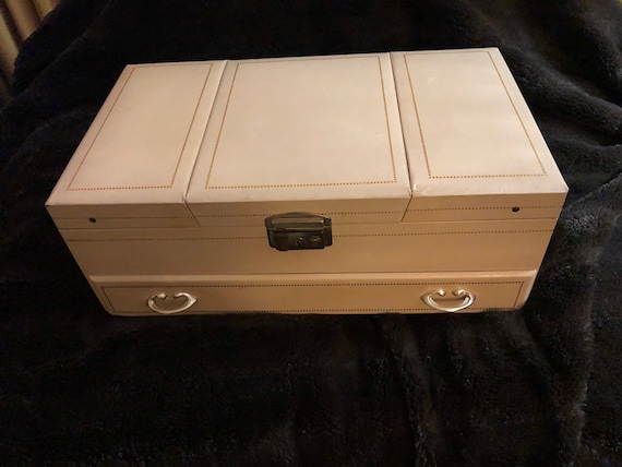 vintage jewelry box with storage compartments/ jew