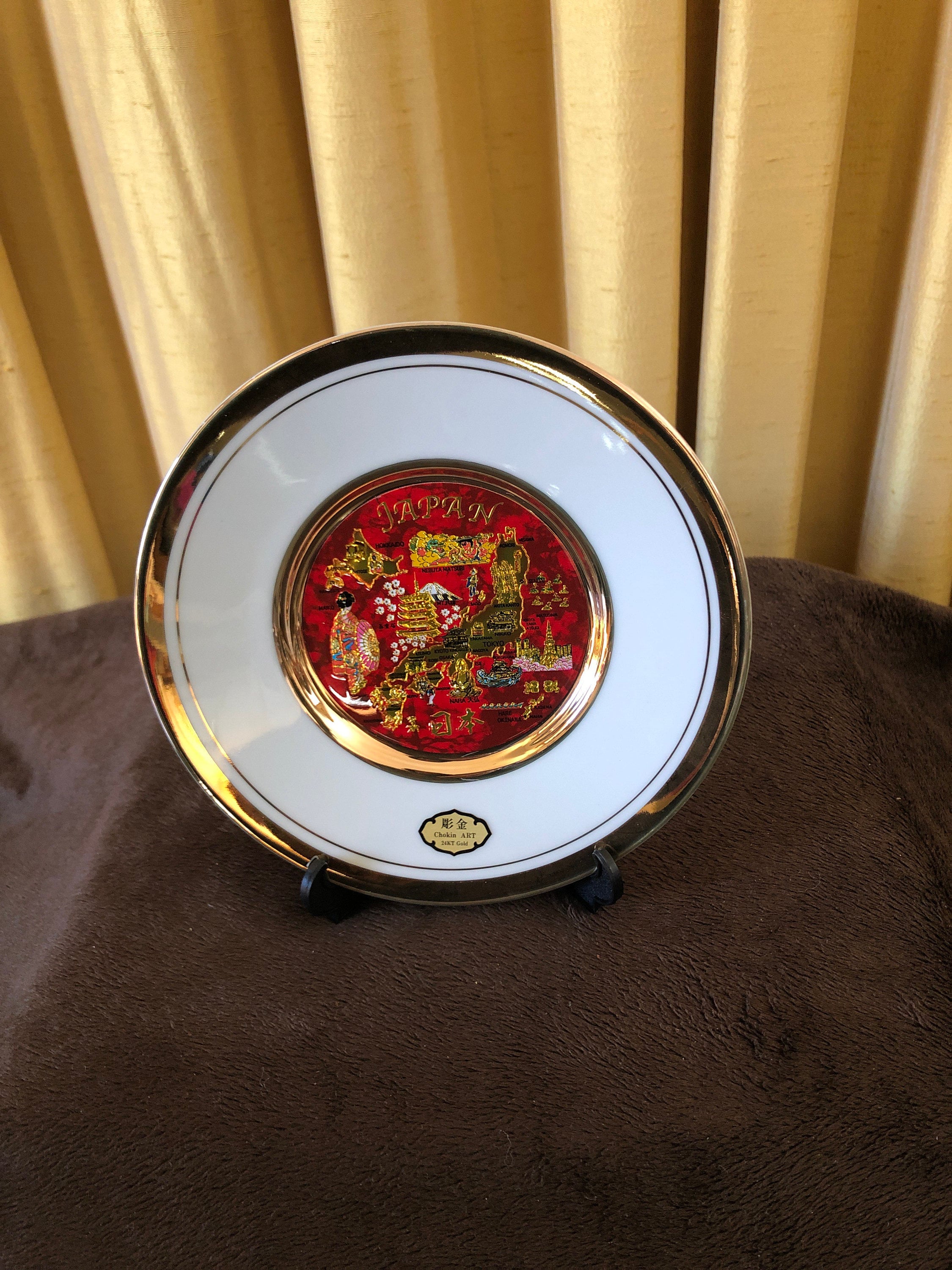 工芸品 CHOKIN ART 24KT Art of Chokin Plate, Home Decor, Collectibles, 24 Kt Gold Plate