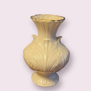 Vintage Lenox Ivory Vase: 24K Gold Trim, Leaf Design - Made in USA