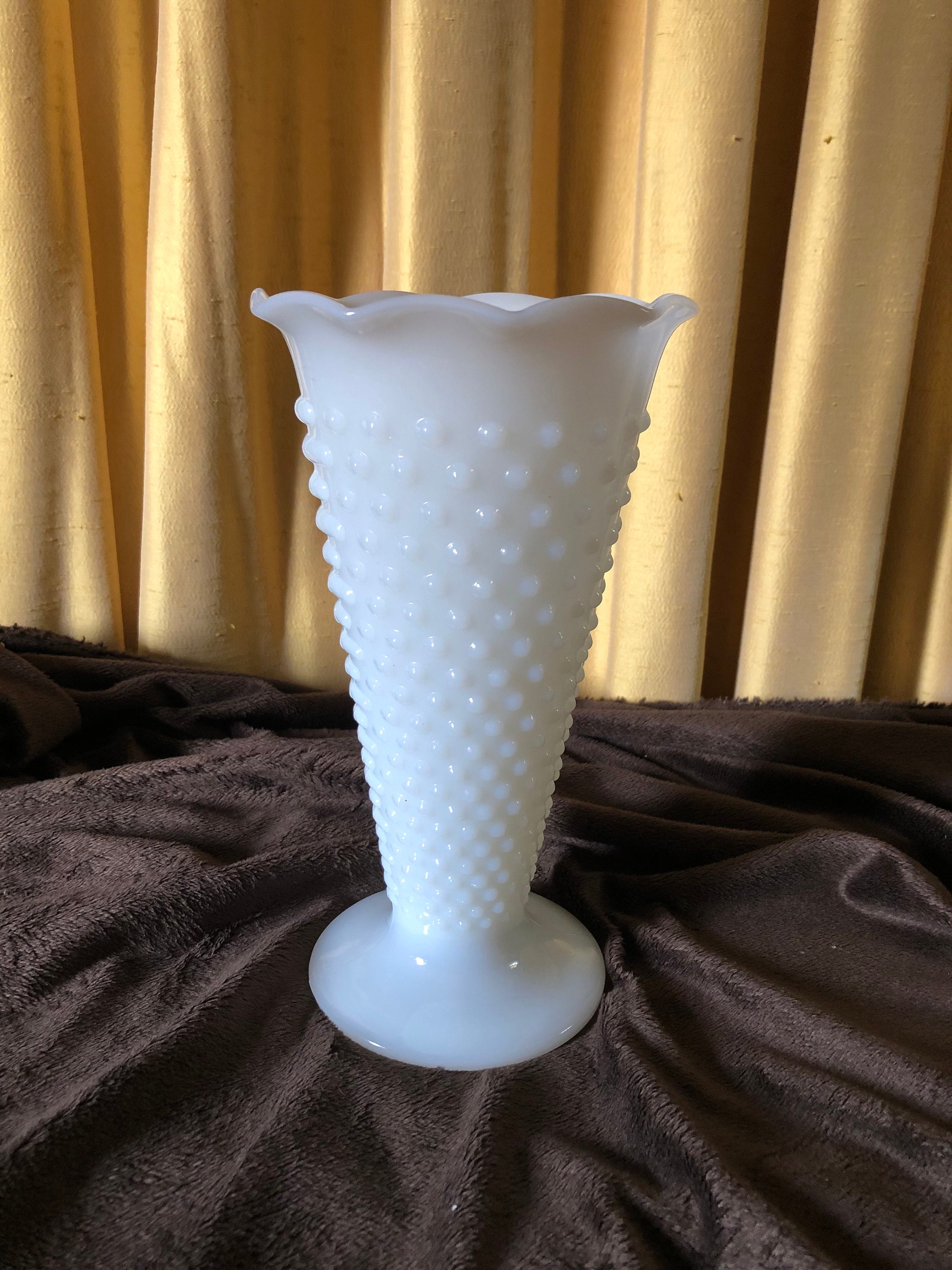 Vintage Fenton white glass hobnail vase/ home decor/ Etsy