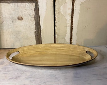 vintage oval laminated bamboo decorative serving tray