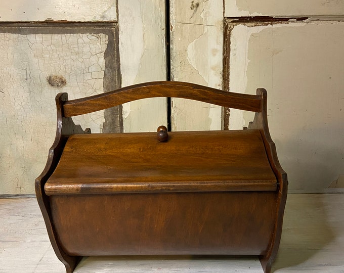 Vintage Mid Century Solid Wood Sewing Box With Accessories Etsy