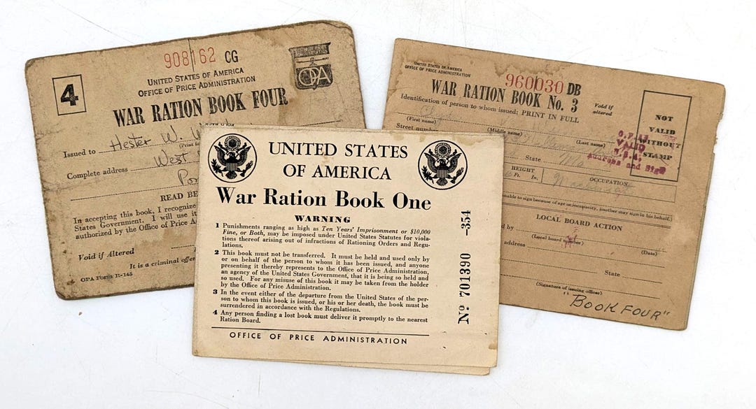 WWII US War Ration Books Lot, 1942, Books One, Three & Four - Etsy