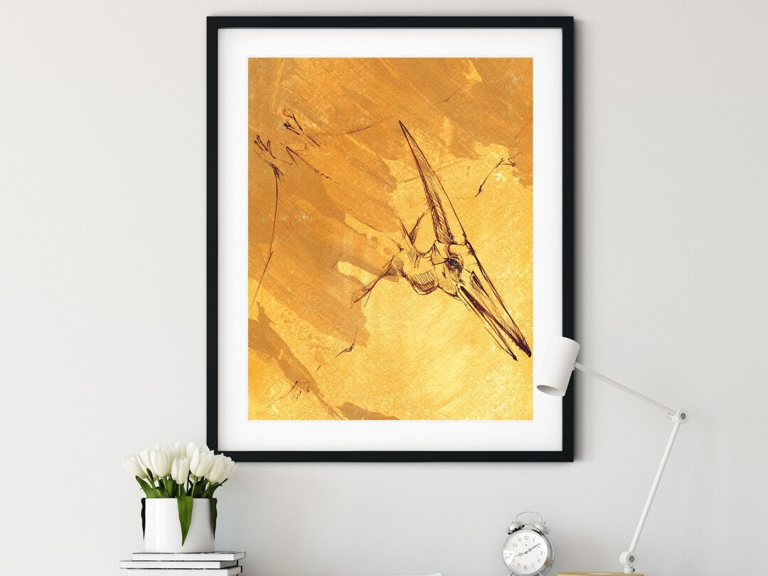 Pterodactyl Vintage Art Print, Dinosaur Printable Wall Decor