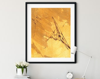 Pterodactyl Vintage Art Print, Dinosaur Printable Wall Decor, Pterodactyl Wall Art