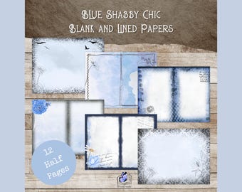 Blue Shabby Chic Blank and Lined Pages for Journals