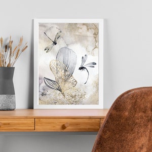 Dragonfly Printable Wall Art, Dragonfly Wall Decoration, Neutral Home Decor, Dragonfly Wall Decor